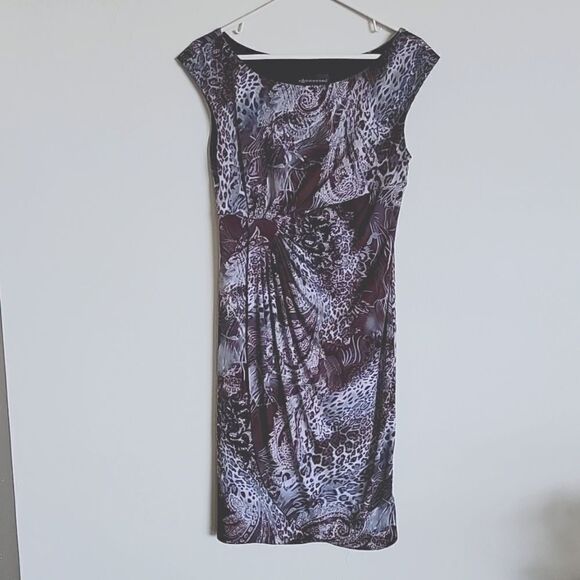 connected apparel Dresses & Skirts - Connected wrap dress. Size 8P. Brown, blue animal print